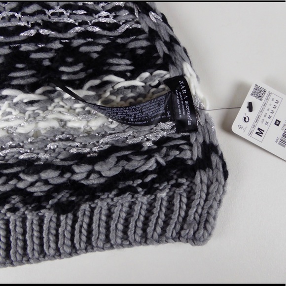 Zara Heavy Long Knit Scarf & PomPom Beanie Hat Set - Picture 3 of 7